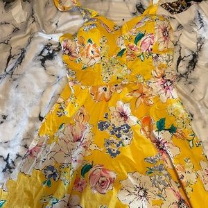 Yellow floral summer dress